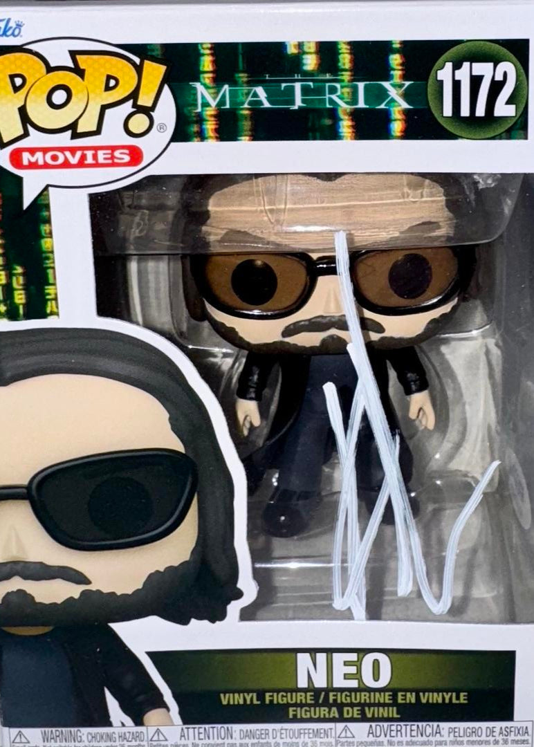 Keanu Reeves Signed Funko Pop #1172 "Neo" Matrix (White Ink) - PSA COA